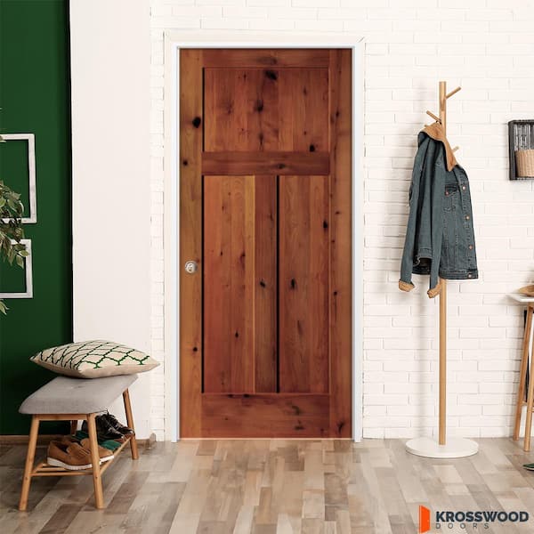 Krosswood Doors 36in.x80in. Craftsman Right-Hand Knotty Alder Red