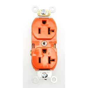 20 Amp Industrial Grade Heavy Duty Self Grounding Duplex Outlet, Red