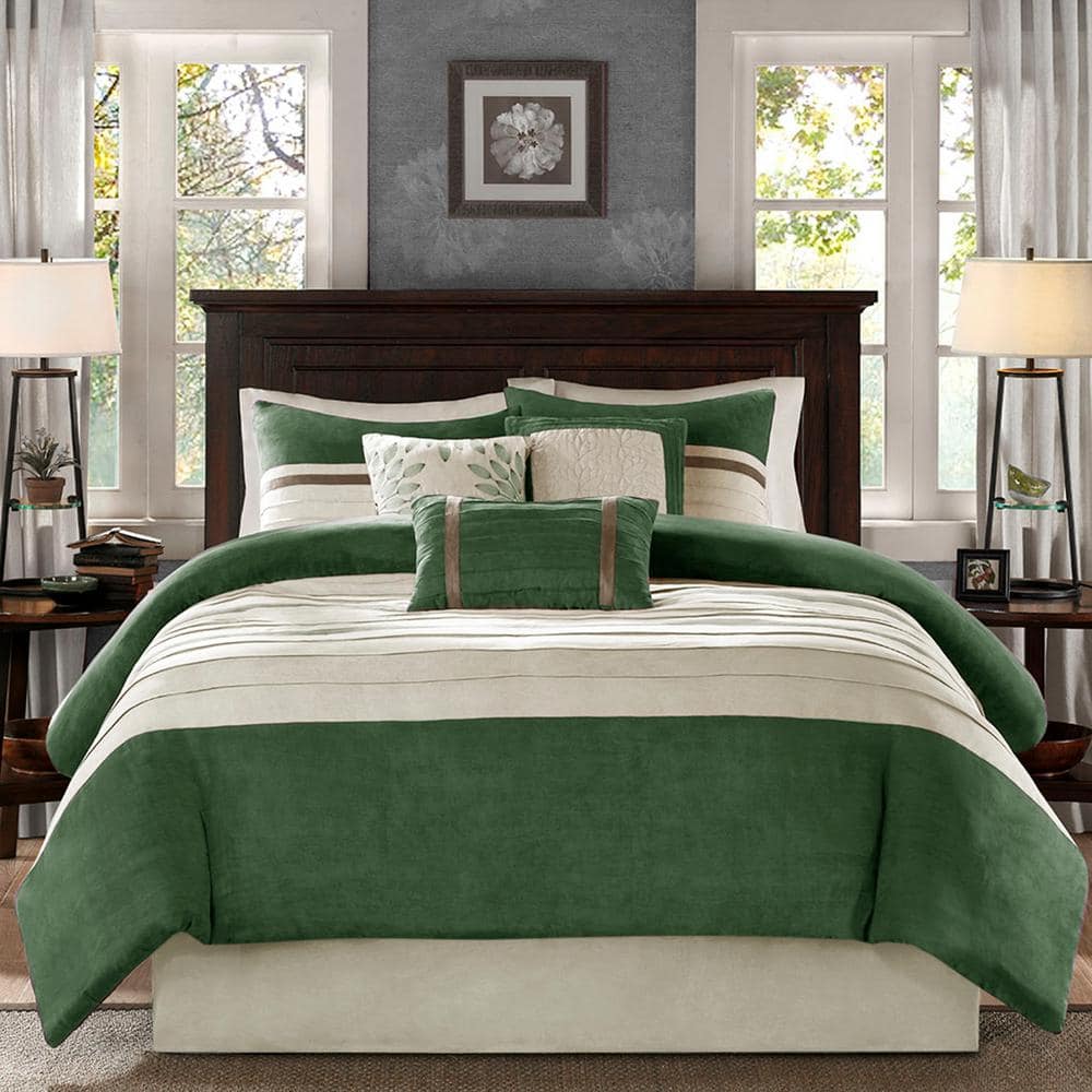 Green and Beige Queen Microfiber Comforter Set