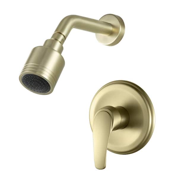 Zalerock Single-Handle 1-Spray Shower Faucet with 1.8 GPM Wall Mount in Brushed Gold (Valve Included)