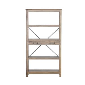 Honduras 33 in. Wide Rustic Oak 4-Shelf Standard Bookcase