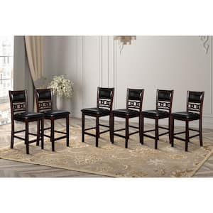 New Classic Furniture Gia Ebony Counter Side Chair with Black PU Cushions (Set of 6)