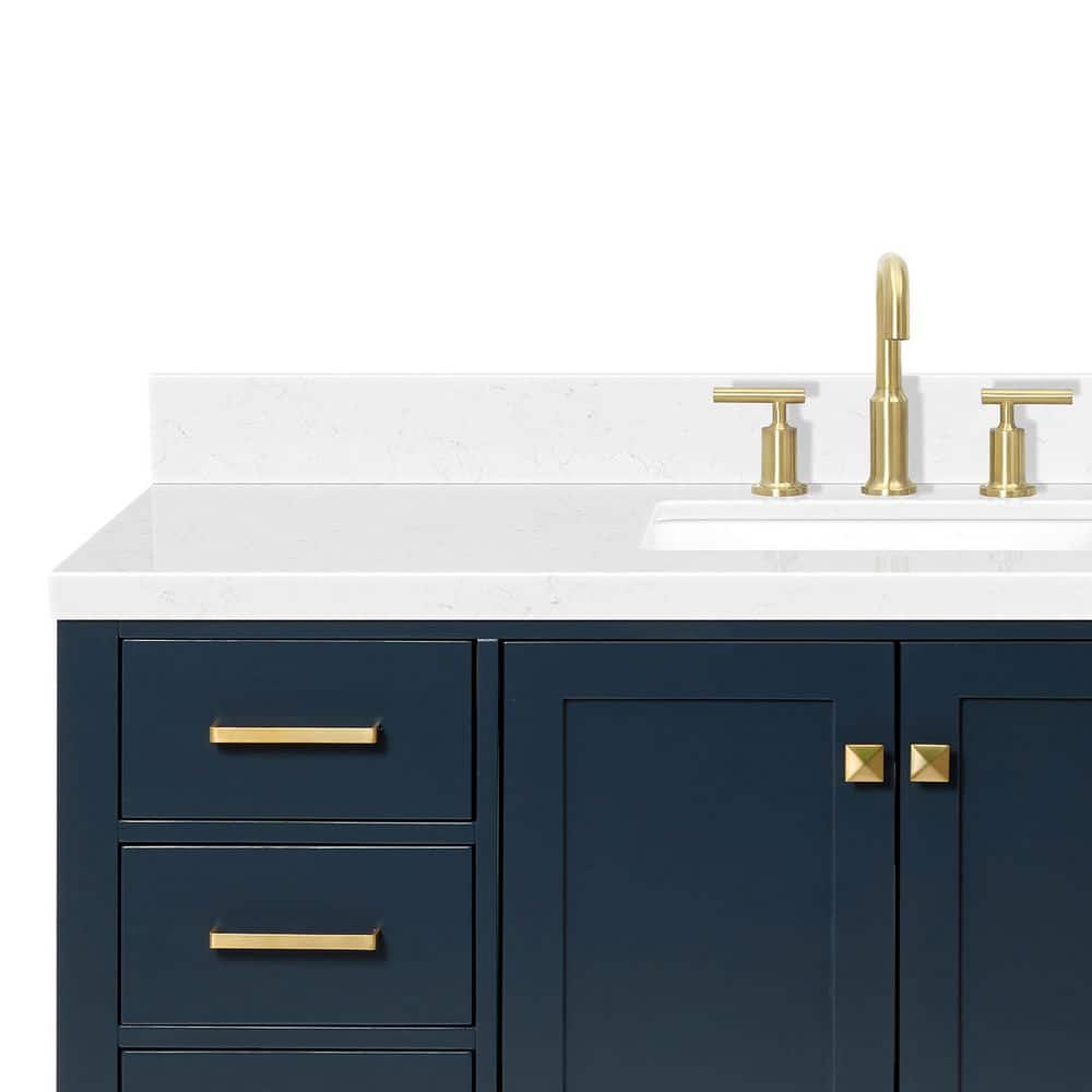 Midnight Blue Single Sink Vanity with Carrara Quartz Top