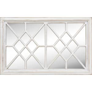 Medium Rectangle Aged White Contemporary Mirror (24 in. H x 1 in. W)