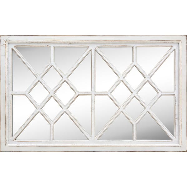 FirsTime & Co. Medium Rectangle Aged White Contemporary Mirror (24 in. H x 1 in. W)