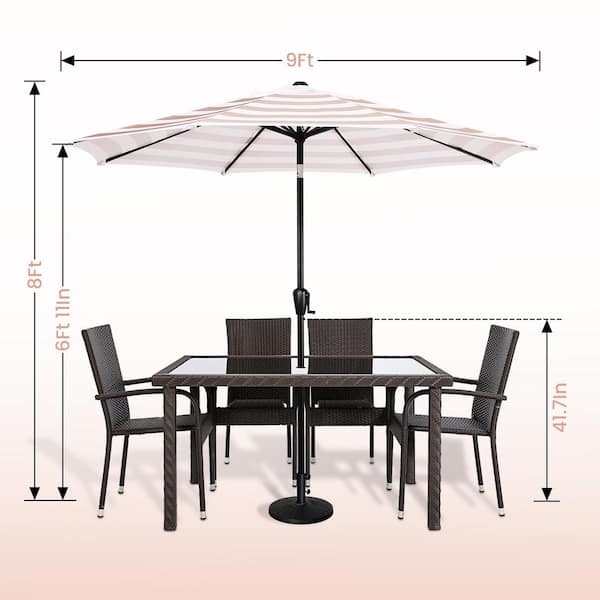 Sun-Ray 9 ft. Round 8-Rib Steel Market Patio Umbrella in