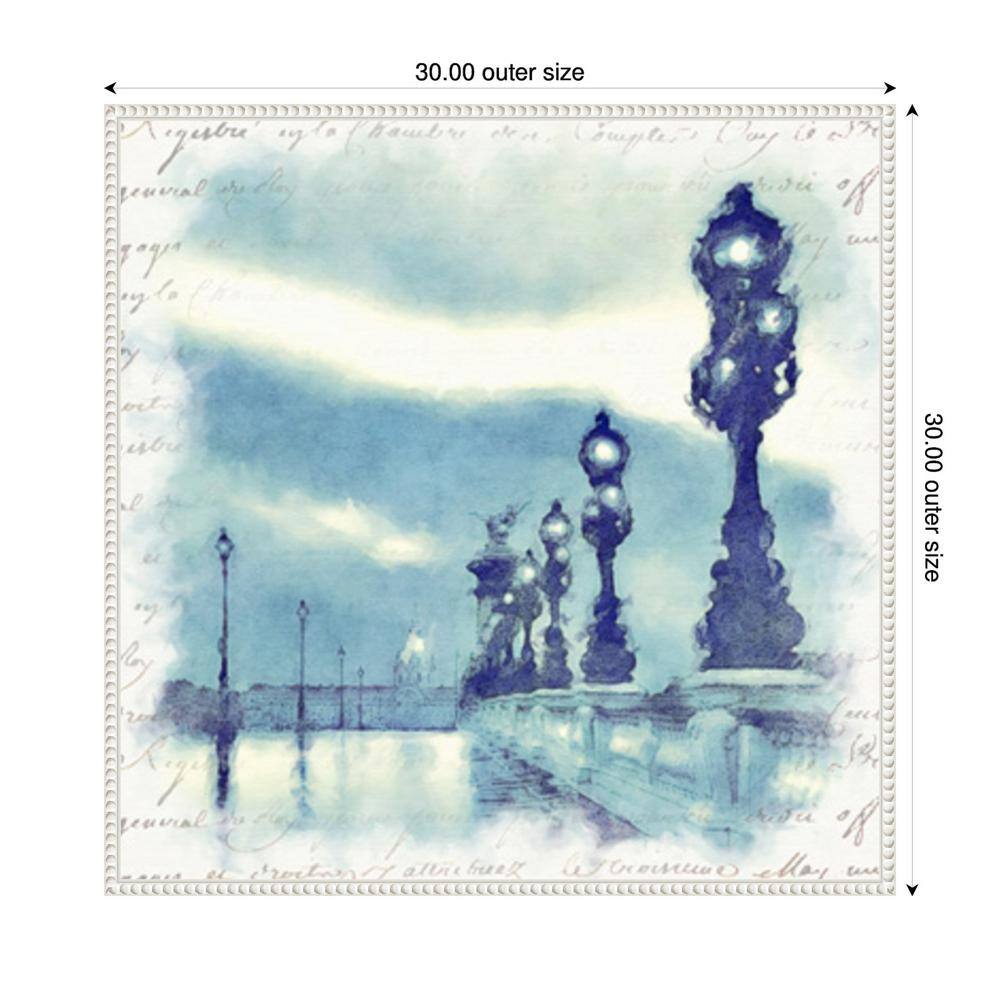 Paris in Blue II 30'' White Framed Canvas Wall Art