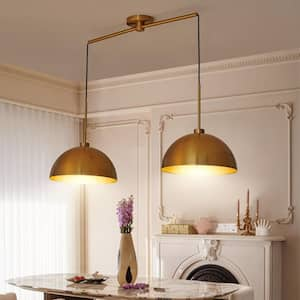 2-Light Gold Pendant Light Hanging Light with Metal Shade