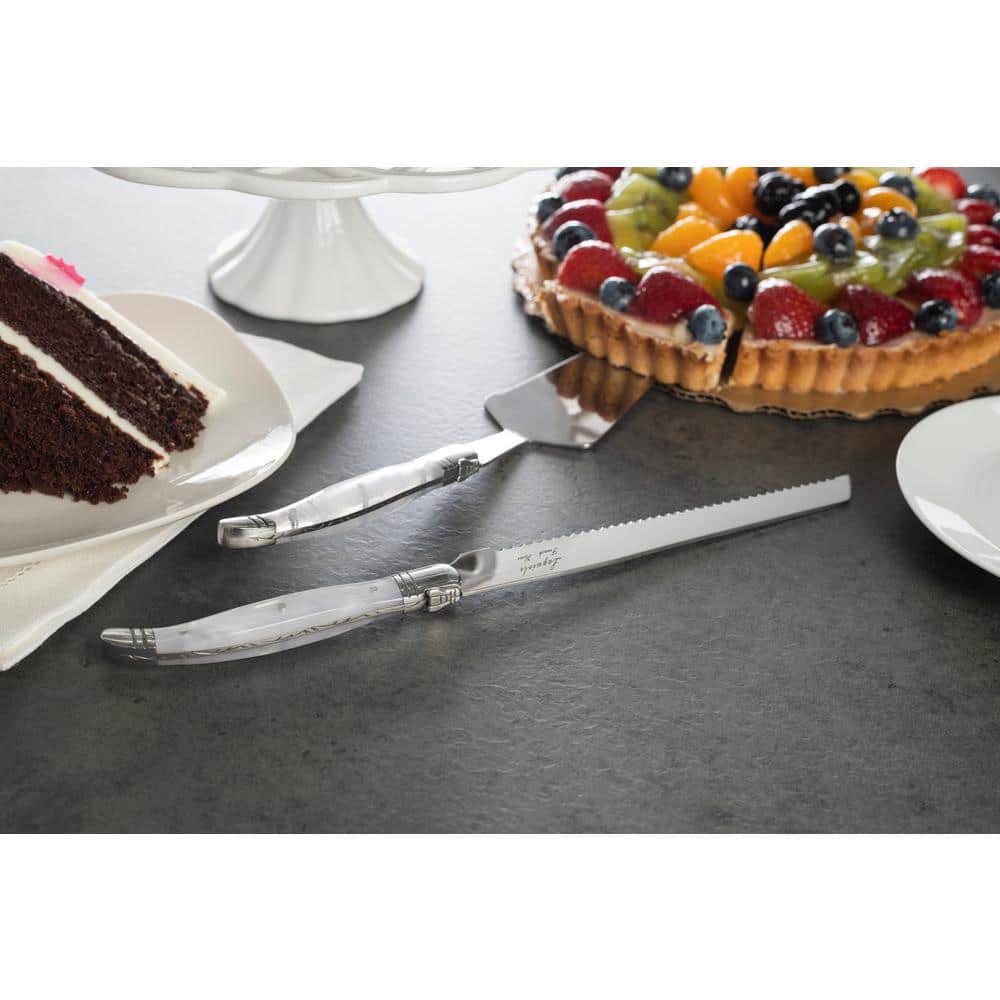 French Home Laguiole Connoisseur 2-Piece Cake and Pie Server Set with Pearl White Handles (Set of 2)