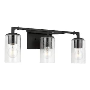 Generation Lighting Vess 3-Light Matte Black Bathroom Vanity Light with ...