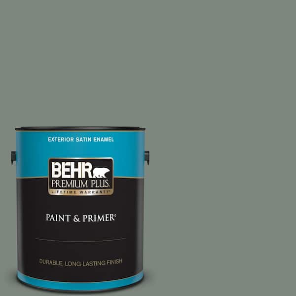 BEHR PREMIUM PLUS 1 gal. #700F-5 Wild Sage Satin Enamel Exterior Paint & Primer