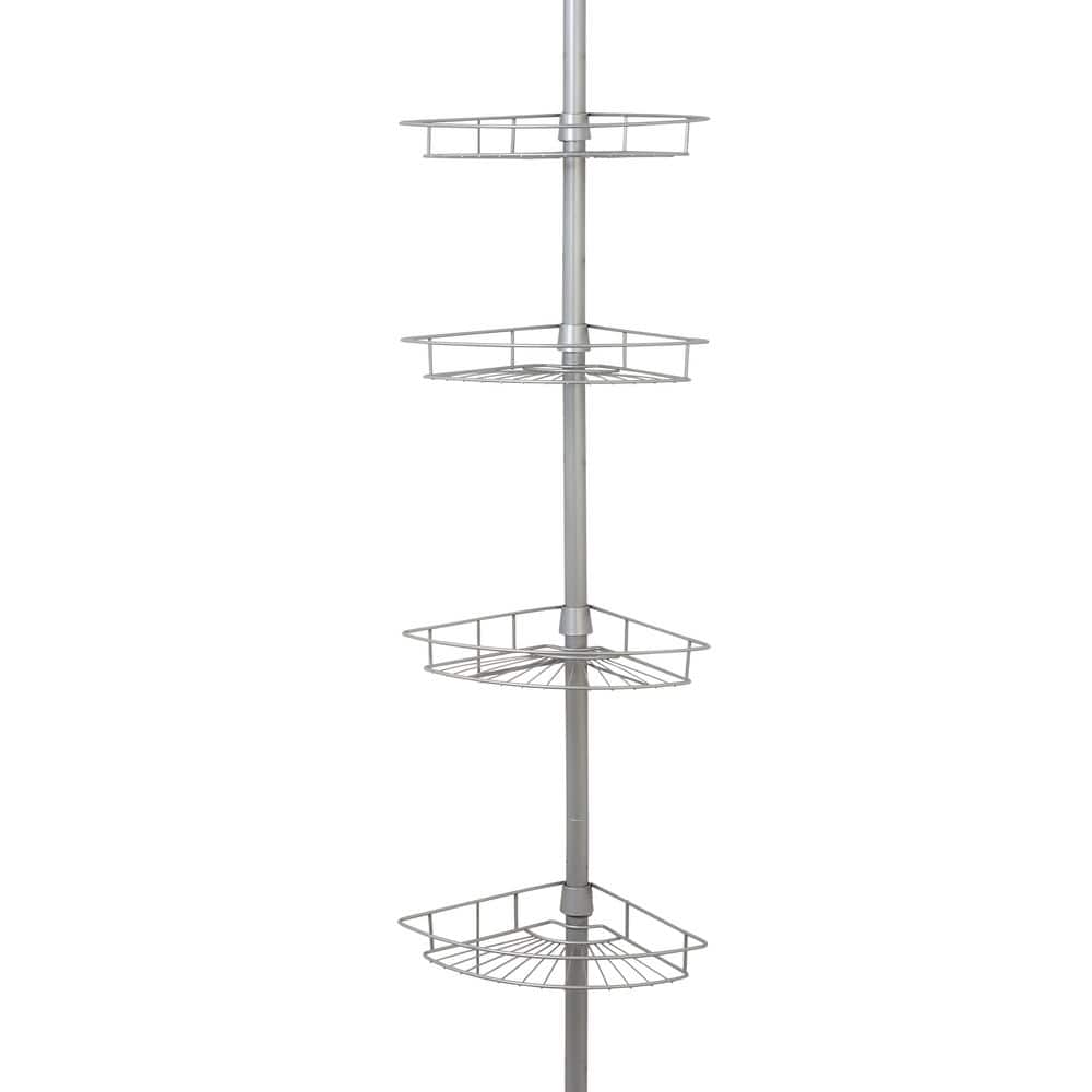 Zenna Home 4-Tier Tension Pole Shower Caddy in Satin Nickel