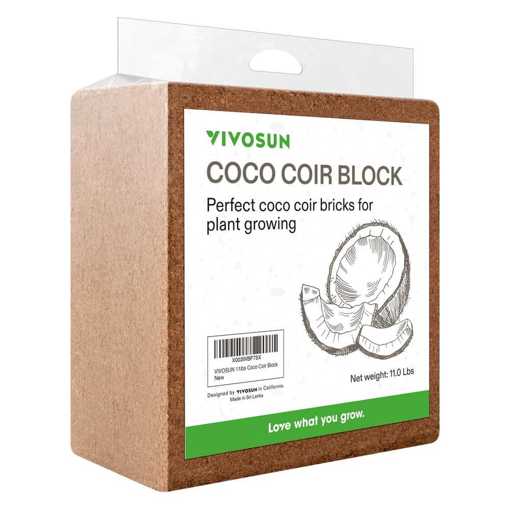 VIVOSUN 11 lbs. Organic Compressed Coco Coir Brick Coconut