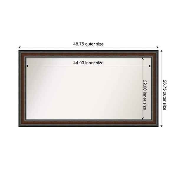 Amanti Art Cyprus Walnut 48.75 in. x 26.75 in. Custom Non-Beveled Wood Framed Bathroom Vantiy Wall Mirror