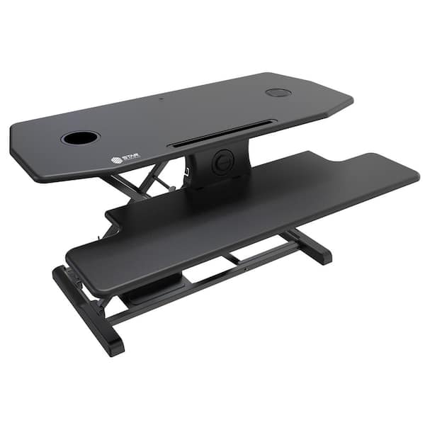 Star Ergonomics Electric Standing Black Desk Converter with Qi-Certified Wireless Charging Pad