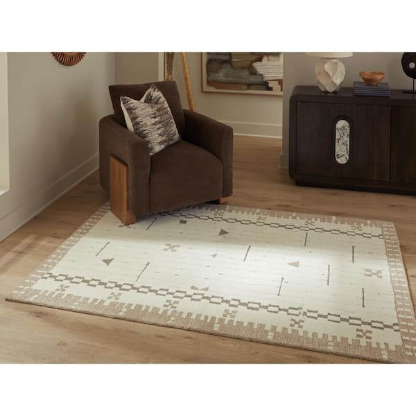 Dot 5 ft. x 7 ft. Beige/Brown Tribal Area Rug