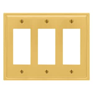 Moderne Wallplate 3 Rocker Steel Brushed Gold (1-Pack)
