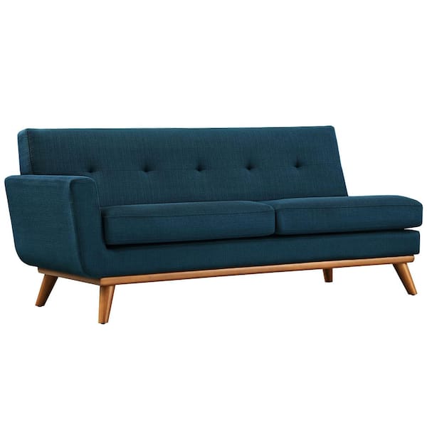 MODWAY Engage 73 in. Azure Polyester 2-Seater Left-Facing Loveseat with Wood Legs