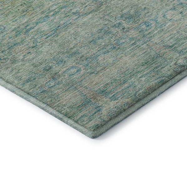 Mayfield Premium Machine Washable Abstract AMF2090 Teal 2 ft. x 3 ft. Accent Rug