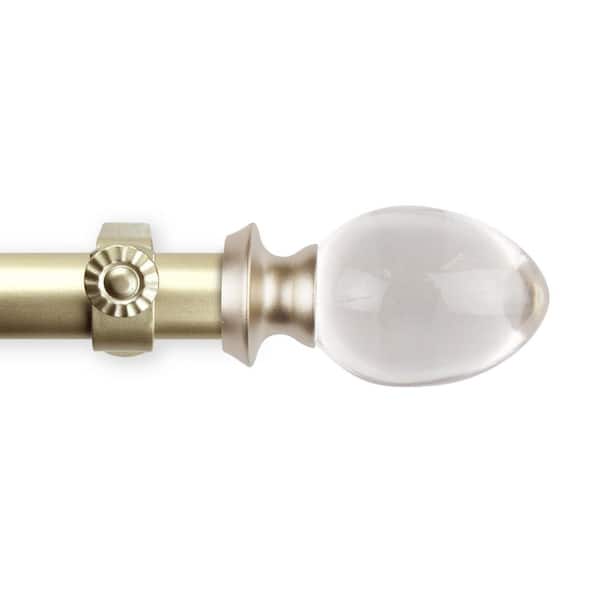 EMOH 48 in. - 84 in. Adjustable Single Curtain Rod 1 in. Dia in Gold with Ellis Finials