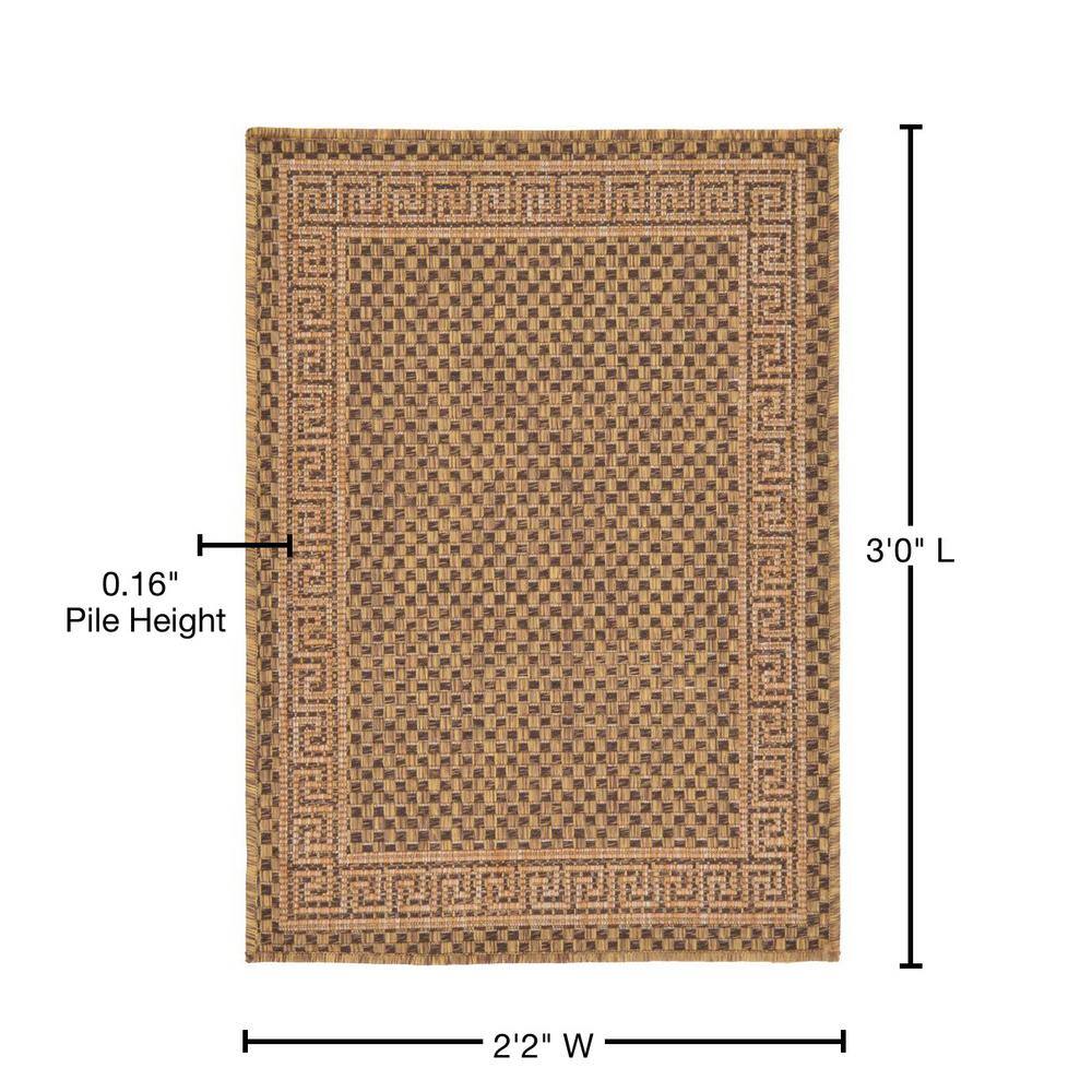 Brown Rectangular Stain-Resistant Outdoor Rug