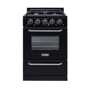24 in. 3.1 cu. ft. Propane Off-Grid Range with Battery Ignition Sealed Burners in Black