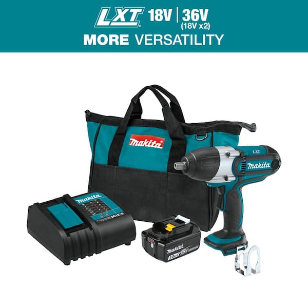 Makita 18V LXT Lithium-Ion Cordless 1/2 in. Sq. Drive Impact Wrench Kit, (3.0Ah)