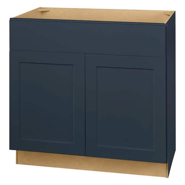 Avondale 36 in. W x 21 in. D x 34.5 in. H Ready to Assemble Plywood Shaker Sink Base Bath Cabinet in Ink Blue