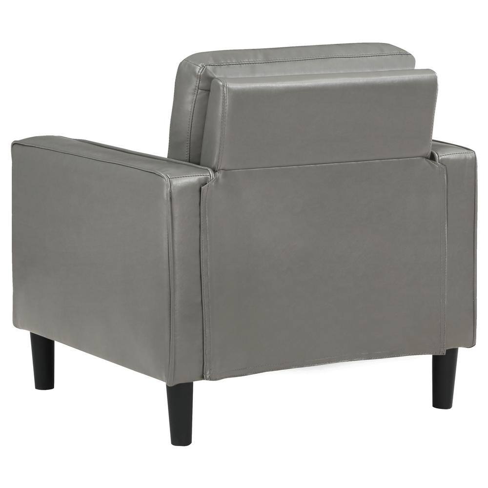 Ruth Dark Gray Faux Leather Wood Accent Chair