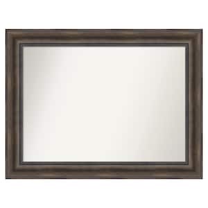 Rustic Pine Brown 33.5 in. x 25.5 in. Custom Non-Beveled Wood Framed Batthroom Vanity Wall Mirror