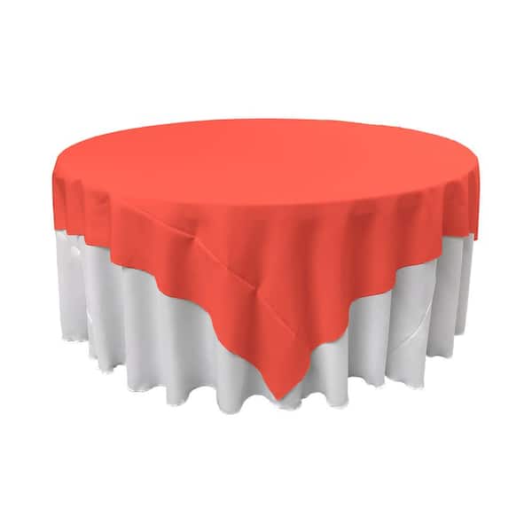 LA Linen 72 in. x 72 in. Coral Polyester Poplin Square Tablecloth