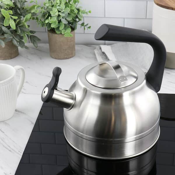 Circulon Stainless Steel Whistling Teakettle with Flip-Up Spout, 2.3-Quart, Silver