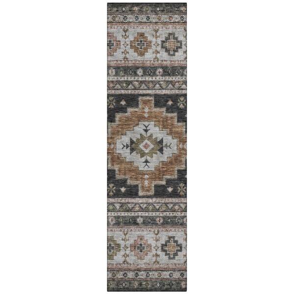 Chantille Machine Washable Indoor/Outdoor Abstract ACN3125 Black 2 ft. x 7 ft. Runner Rug