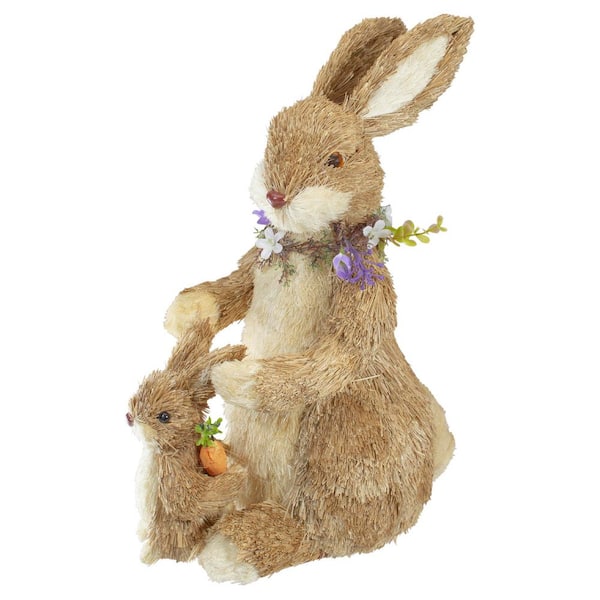 Mommy and Baby Easter Bunny Rabbit Figure Decoration-14 in.