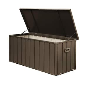 Dark Brown 150 Gal. Outdoor Storage Steel Deck Box, Waterproof, Large Patio Storage Bin