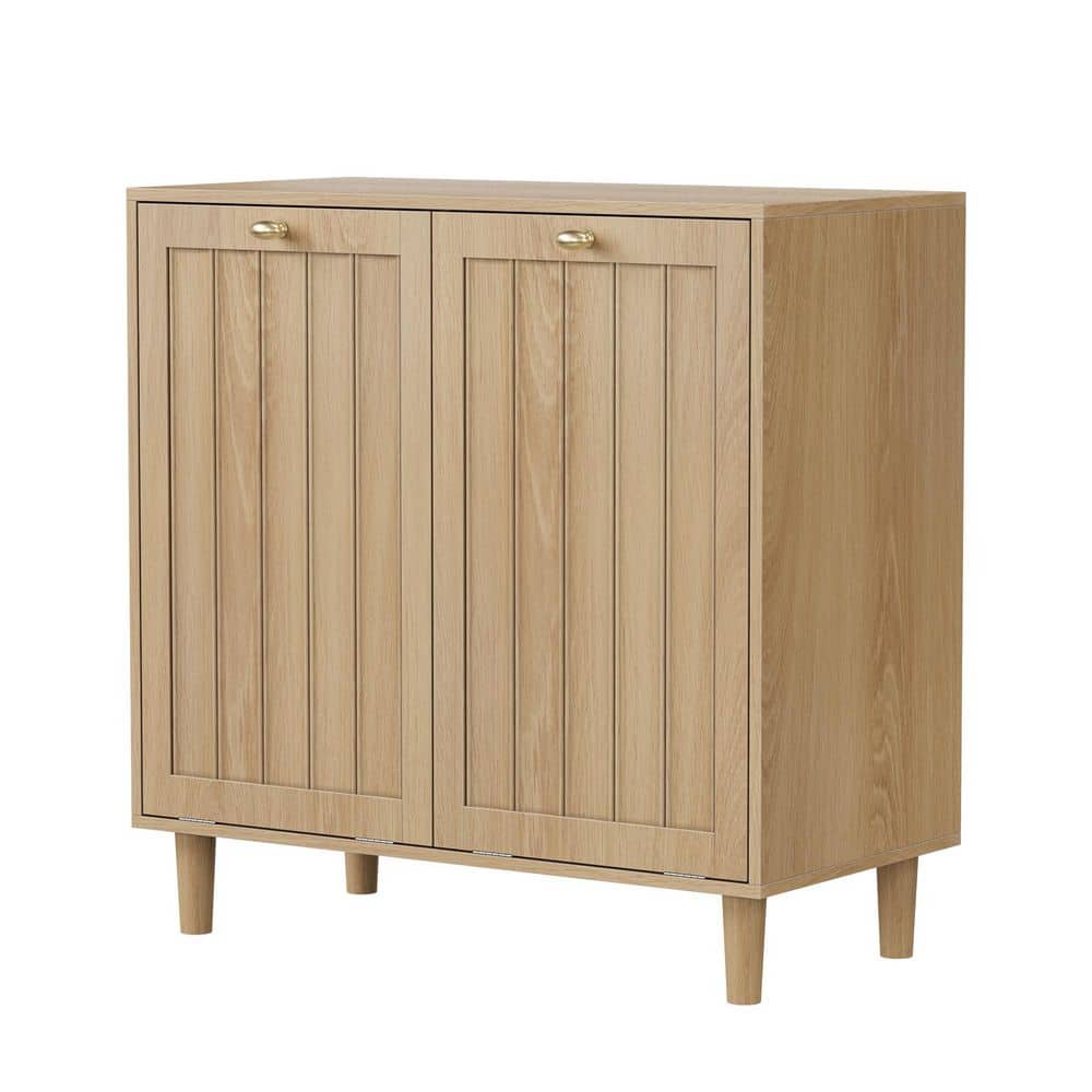Stella Freestanding Beige 27.8 in. H x 27.36 in. W x13.8 in. D MDF Wood 2 Bag Laundry Sorter with Removable Inner Basket