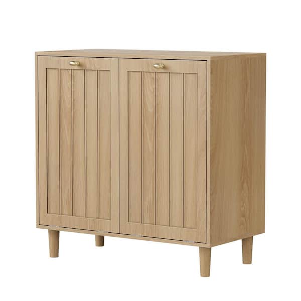 Stella Freestanding Beige 27.8 in. H x 27.36 in. W x13.8 in. D MDF Wood 2 Bag Laundry Sorter with Removable Inner Basket