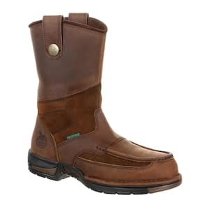 Men's Athens Non Waterproof 10Inch Wellington Work Boots - Soft Toe - Brown Size 8.5(W)