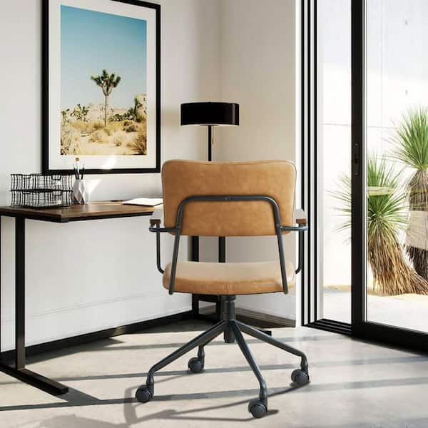 tan office chair with arms