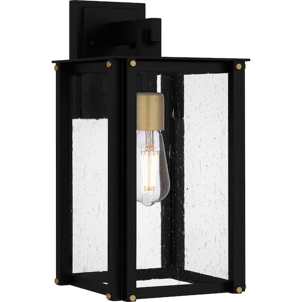 Quoizel Robbins 15.5 in. Matte Black Hardwired Outdoor Wall Lantern Sconce