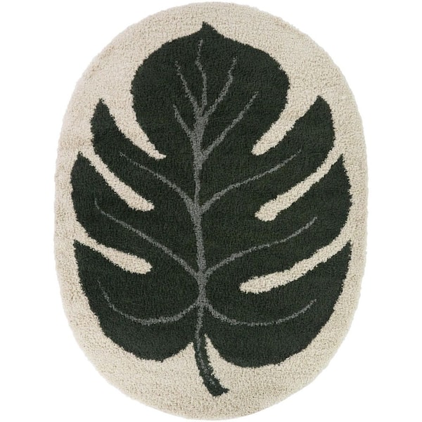 Fern Green 5 ft. 3 in. x 6 ft. 11 in. Oval Botanical Area Rug