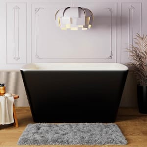 MUSE 47 in. Acrylic Flatbottom Rectangle Freestanding Non-Whirlpool Soaking Bathtub Include Interior Seat Outer Black