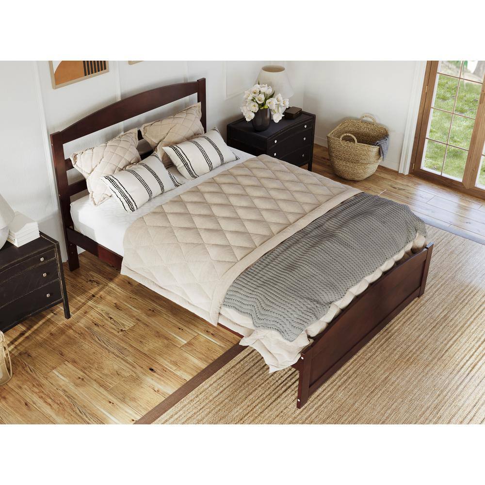 Warren Walnut Queen Platform Bed with Slatted Headboard