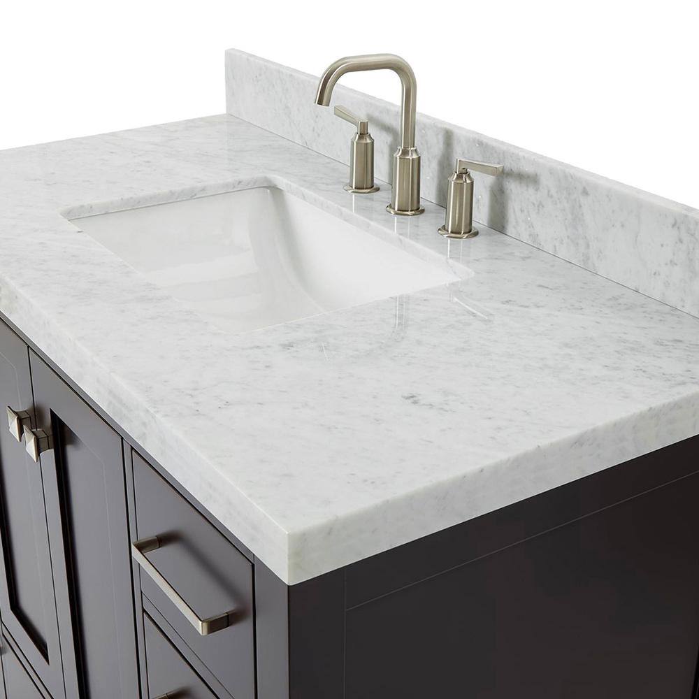 Espresso Wood Single Sink Bathroom Vanity with Carrara Marble Top