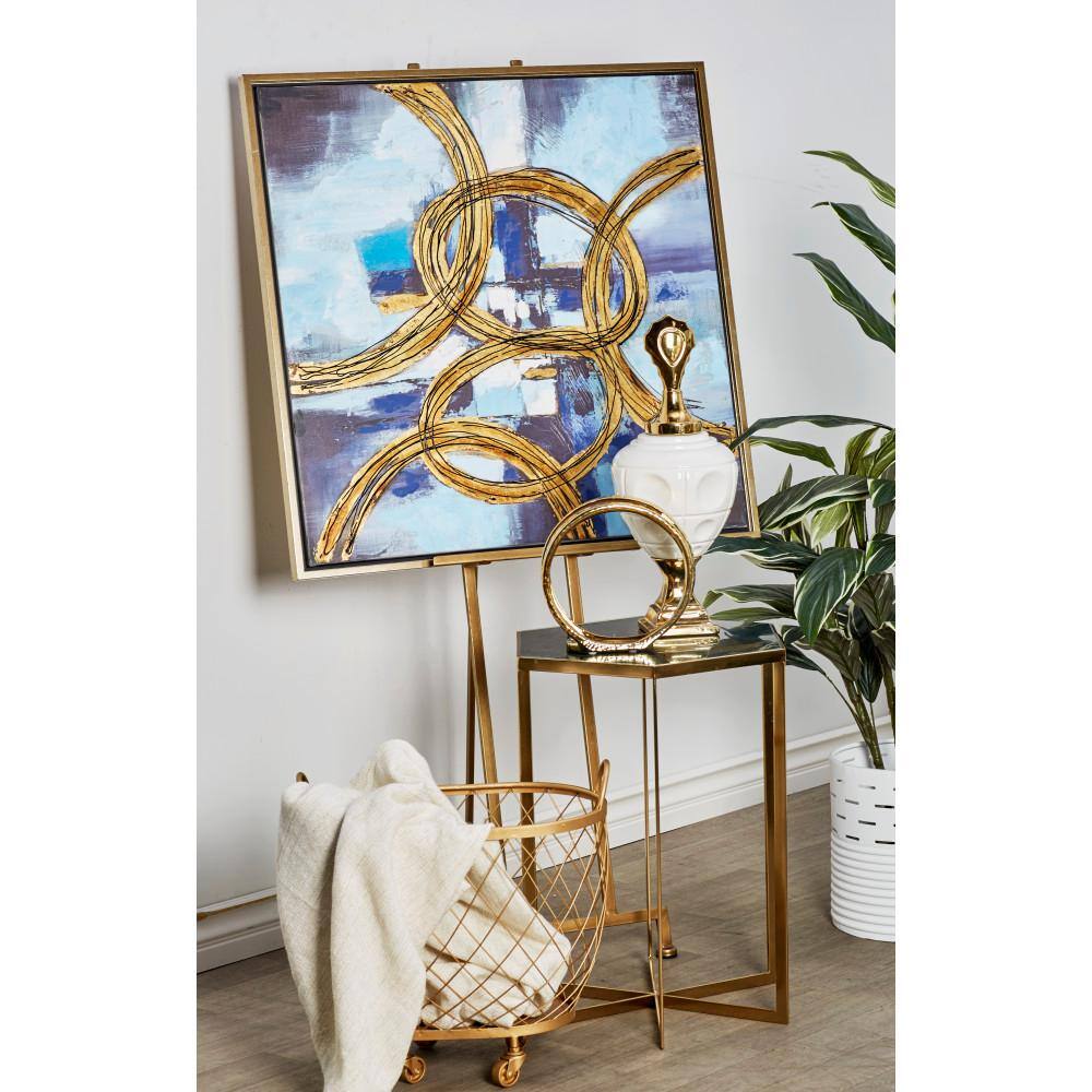 Gold Adjustable Metal Floor Easel with Chain Support