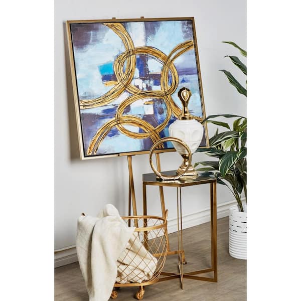 Deco 79 Metal Easel with Foldable Stand, Set of 2 13, 11H, Gold