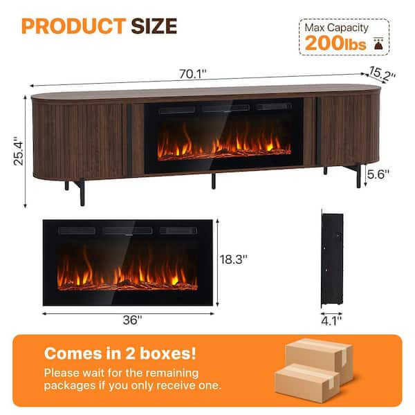 Sizzim 70 in. Freestanding Modern Electric Fireplace TV Stand with
