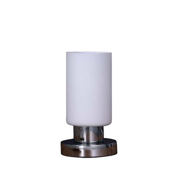 HomeRoots 8.75 in. Silver Standard Light Bulb Bedside Table Lamp with White Metal Shade