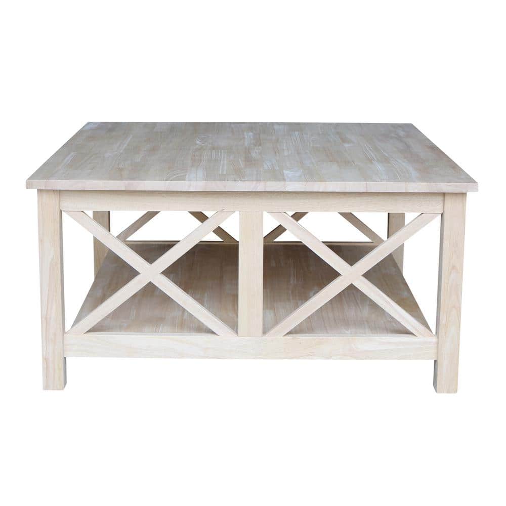 Hampton Square Unfinished Solid Parawood Coffee Table