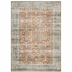Rust Blue Ivory and Gold 2 ft. x 3 ft. Oriental Area Rug